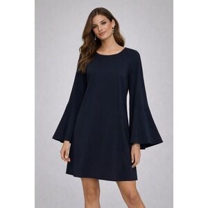 Likely Womens Dress 4 Navy Blue A line Swing Flared Sleeve Minimalist Classic